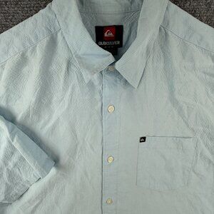 Quiksilver Quicksilver Button Up Shirt Men Short Sleeve Blue Rayon Blend Medium